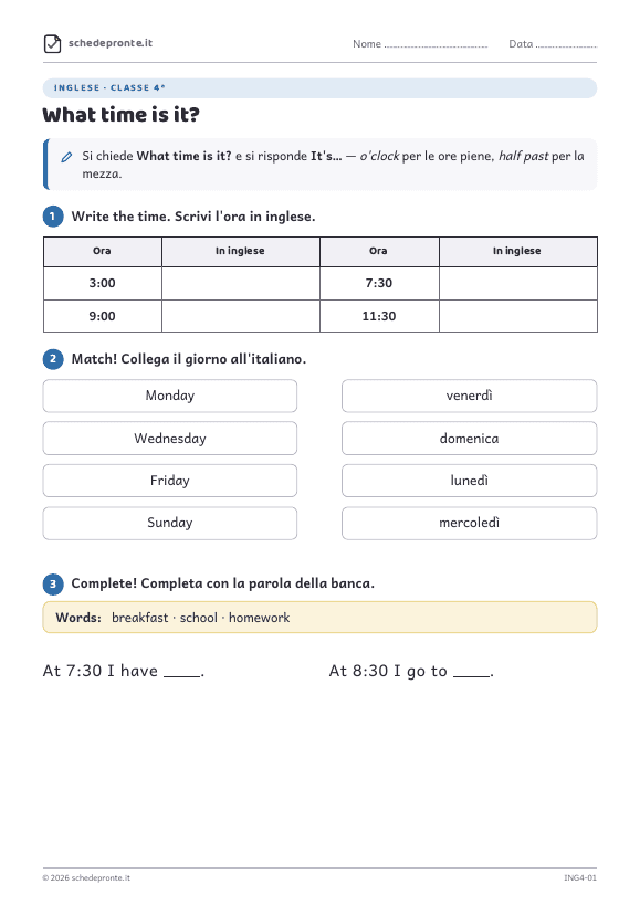 Anteprima della scheda What time is it?