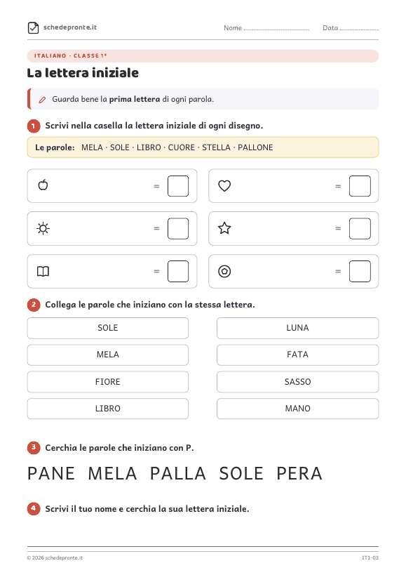 Anteprima della scheda La lettera iniziale