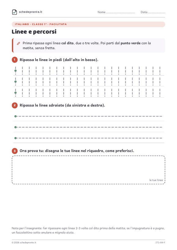 Anteprima della scheda Linee e percorsi