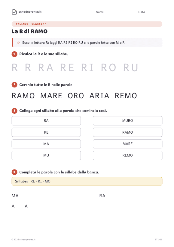Anteprima della scheda La R di RAMO