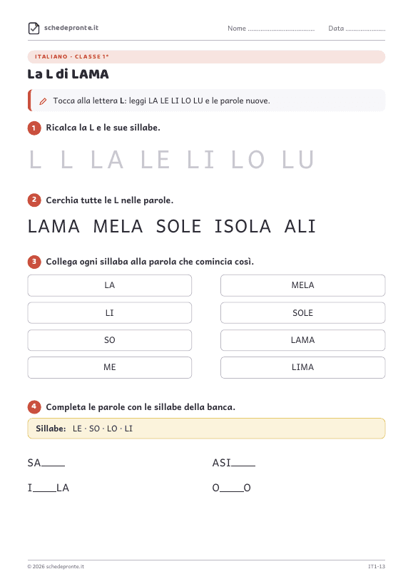 Anteprima della scheda La L di LAMA