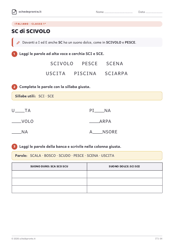 Anteprima della scheda SC di SCIVOLO