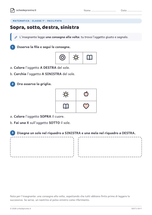Anteprima della scheda Sopra, sotto, destra, sinistra