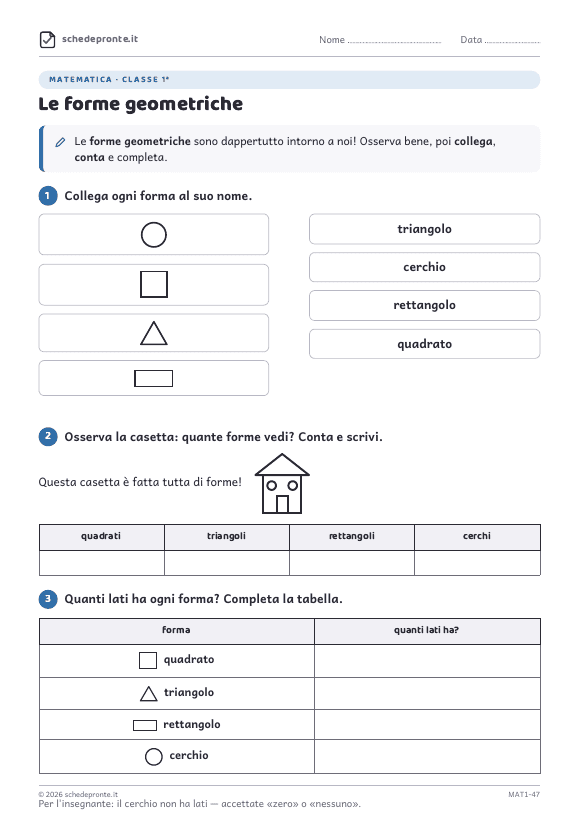 Anteprima della scheda Le forme geometriche