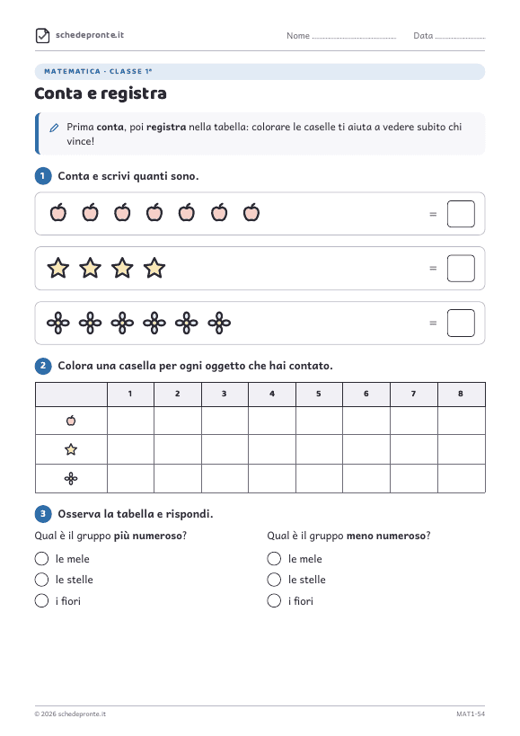Anteprima della scheda Conta e registra