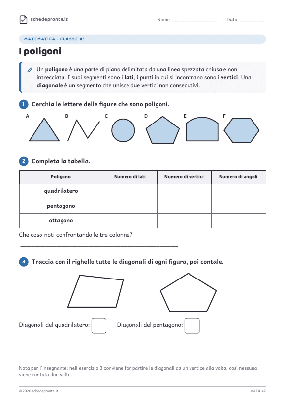 Anteprima della scheda I poligoni