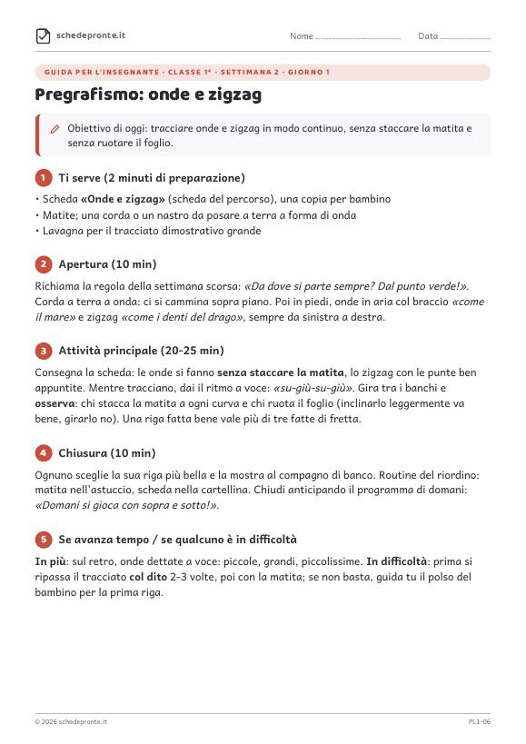 Anteprima della scheda Pregrafismo: onde e zigzag