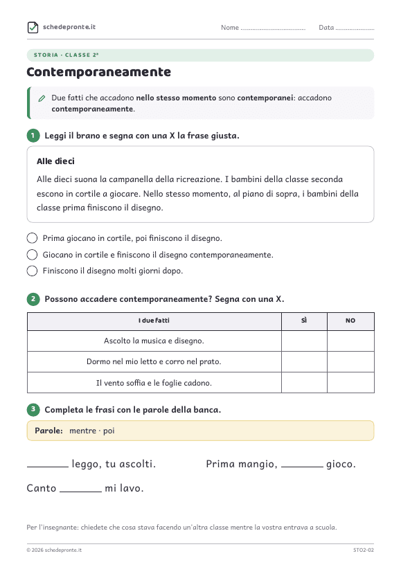 Anteprima della scheda Contemporaneamente