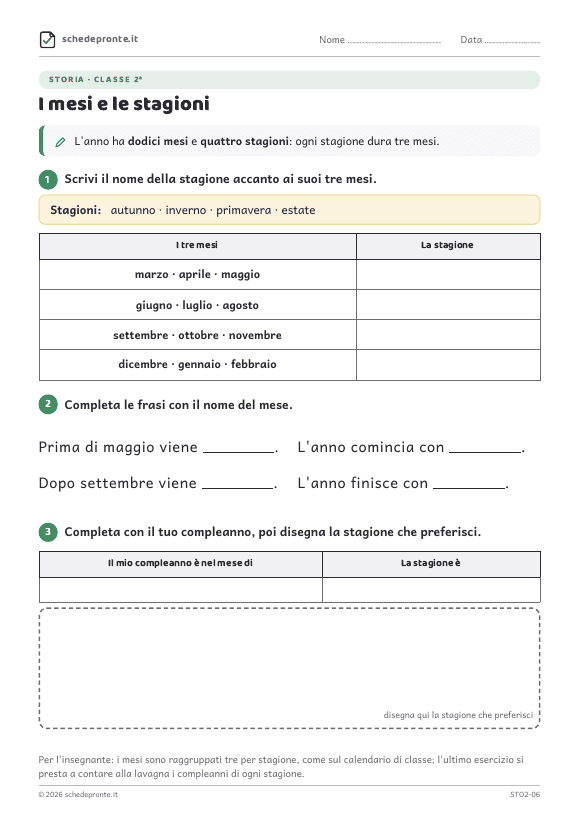 Anteprima della scheda I mesi e le stagioni